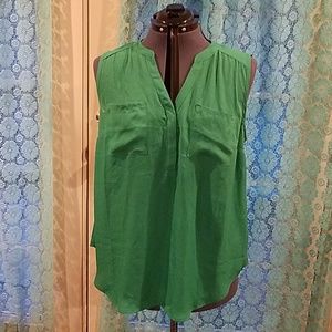 Harper - Green Georgette Sleeveless Pullover Blous